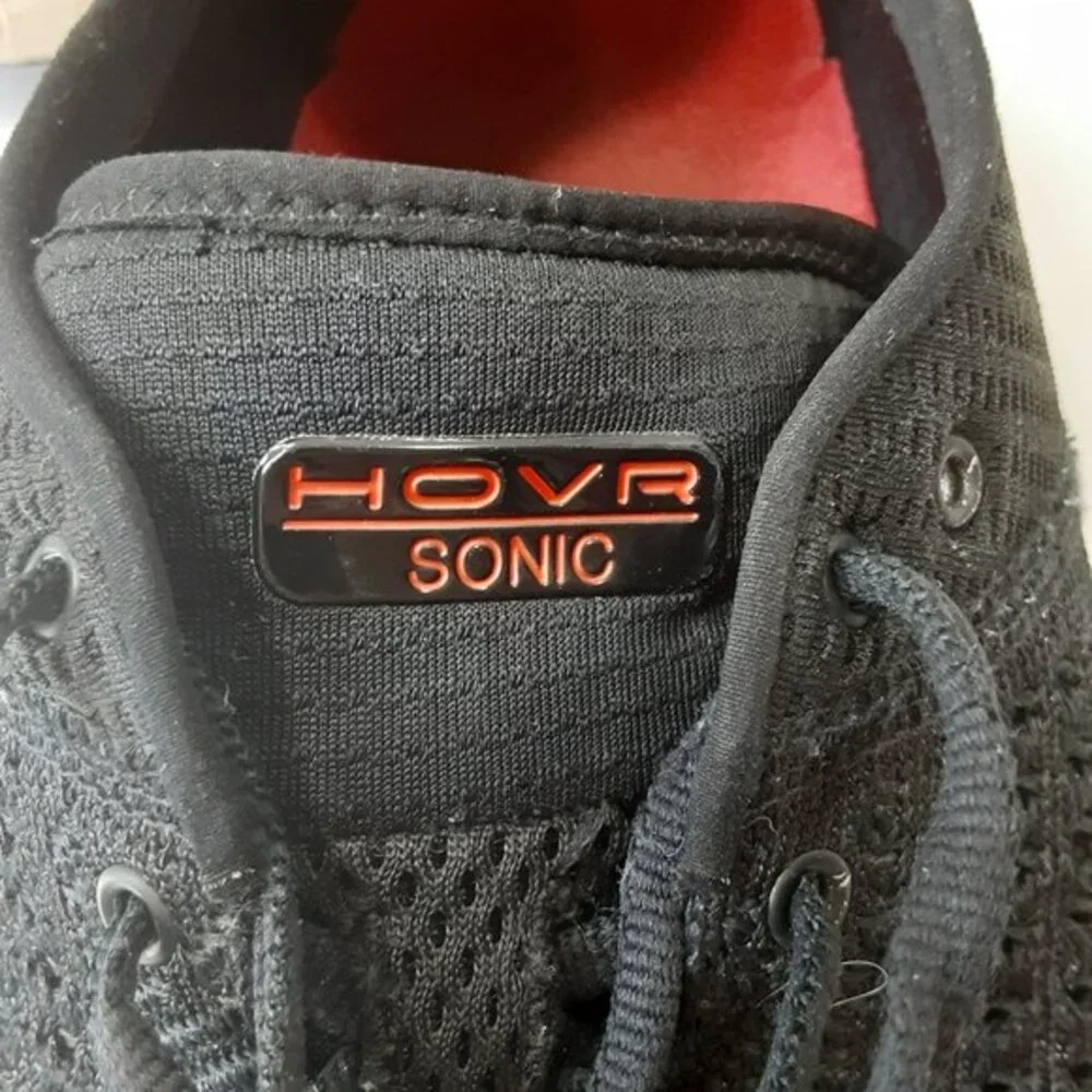 Under Armor HovR Sonic Size 10 Black, Red and White Marbled Soles Athletic Shoes